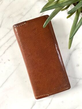 COLE HAAN- Brown Leather Long Wallet for Bills, Cards & Coins